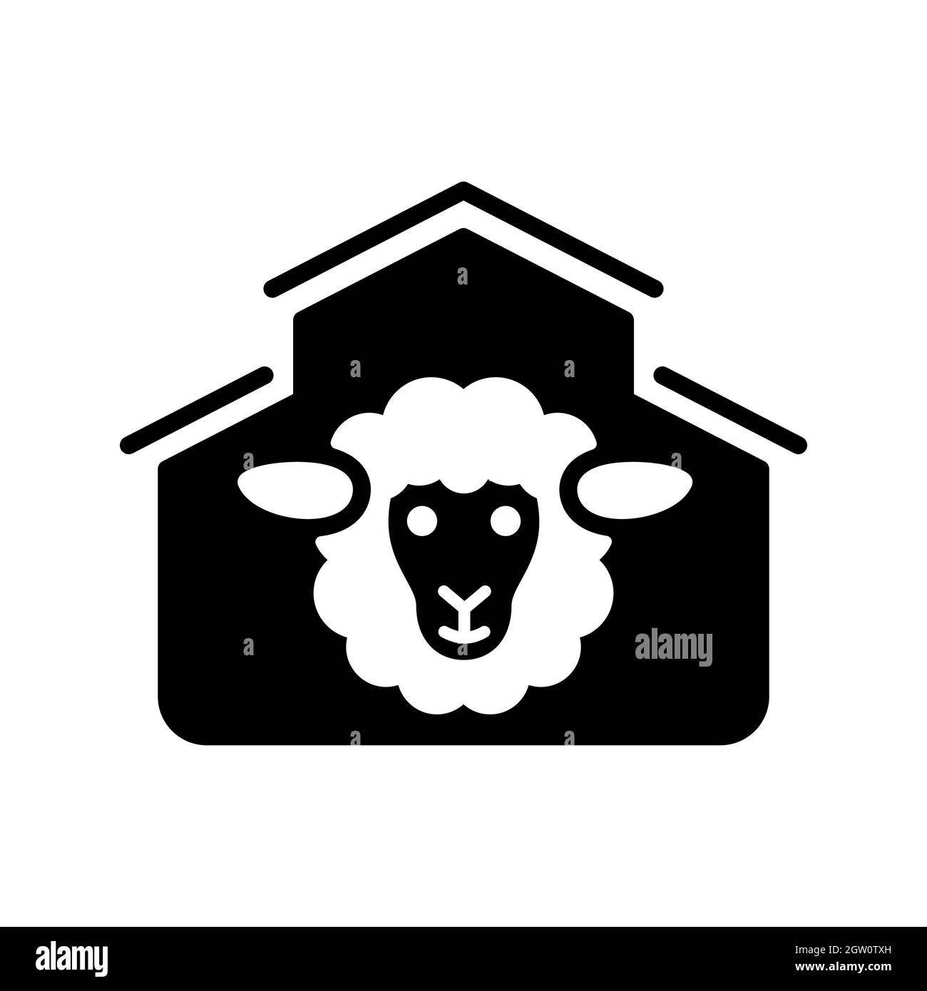 Icône de glyphe vecteur maison de mouton. Signe animal de ferme Illustration de Vecteur