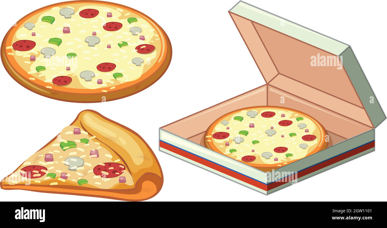 Pizza dans une boîte en papier Illustration de Vecteur