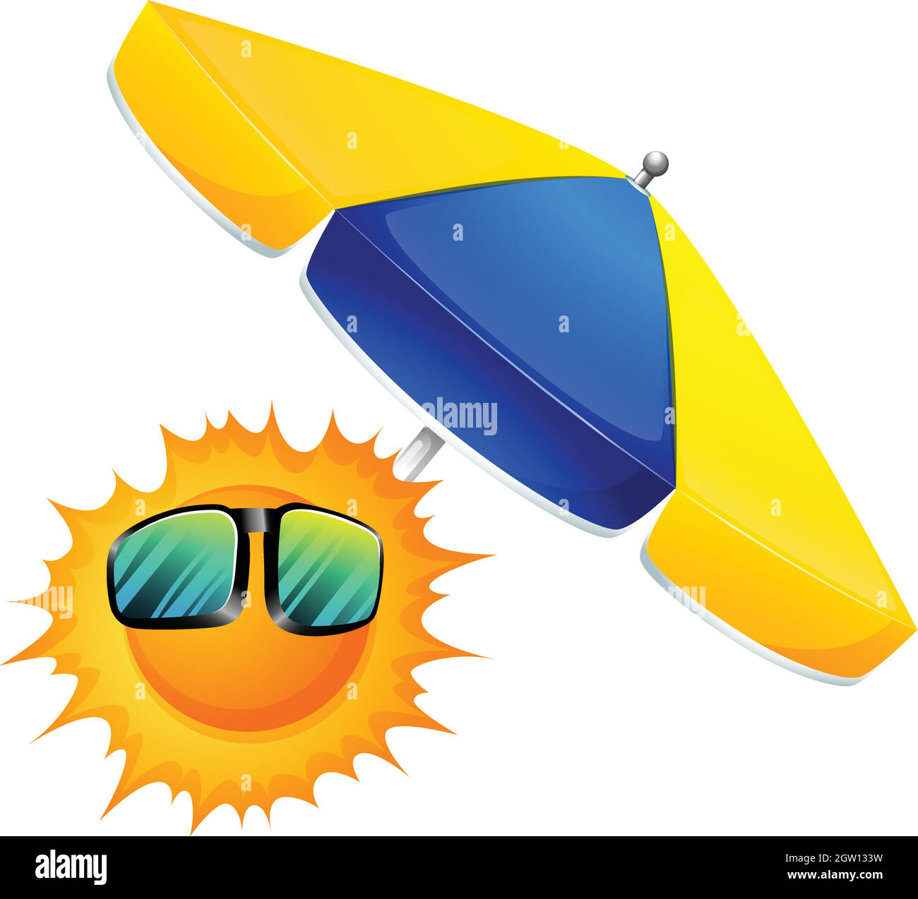 Un soleil avec un parapluie Illustration de Vecteur