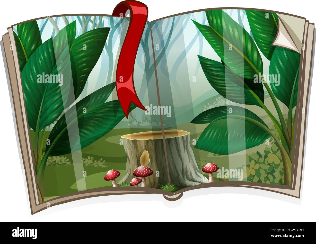 Livre avec scène de forêt Illustration de Vecteur