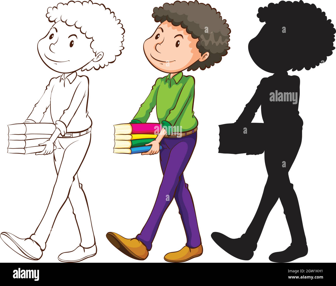 Esquisse d'un enseignant en trois couleurs Illustration de Vecteur