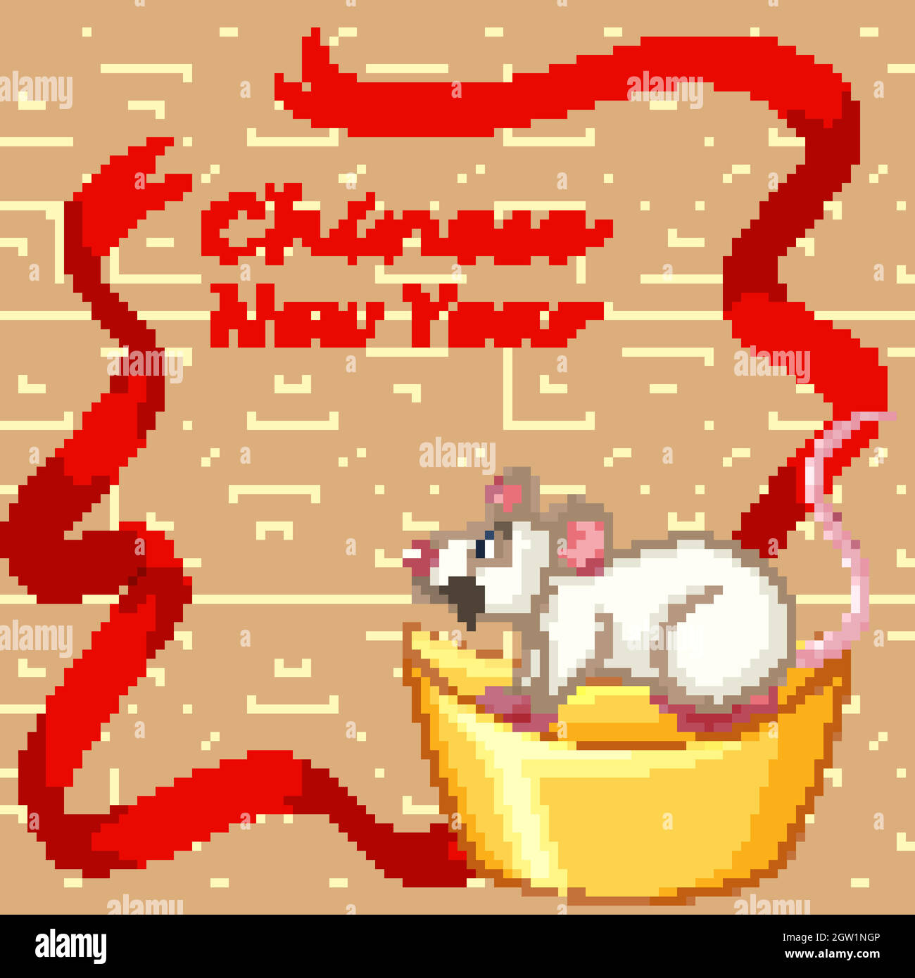 Design de fond de la nouvelle année avec rat sur or Illustration de Vecteur