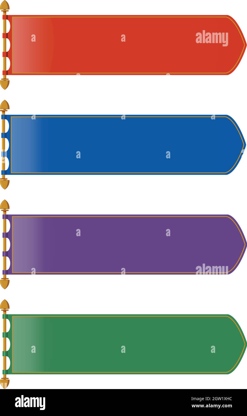Drapeaux de style médiéval de plusieurs couleurs Illustration de Vecteur
