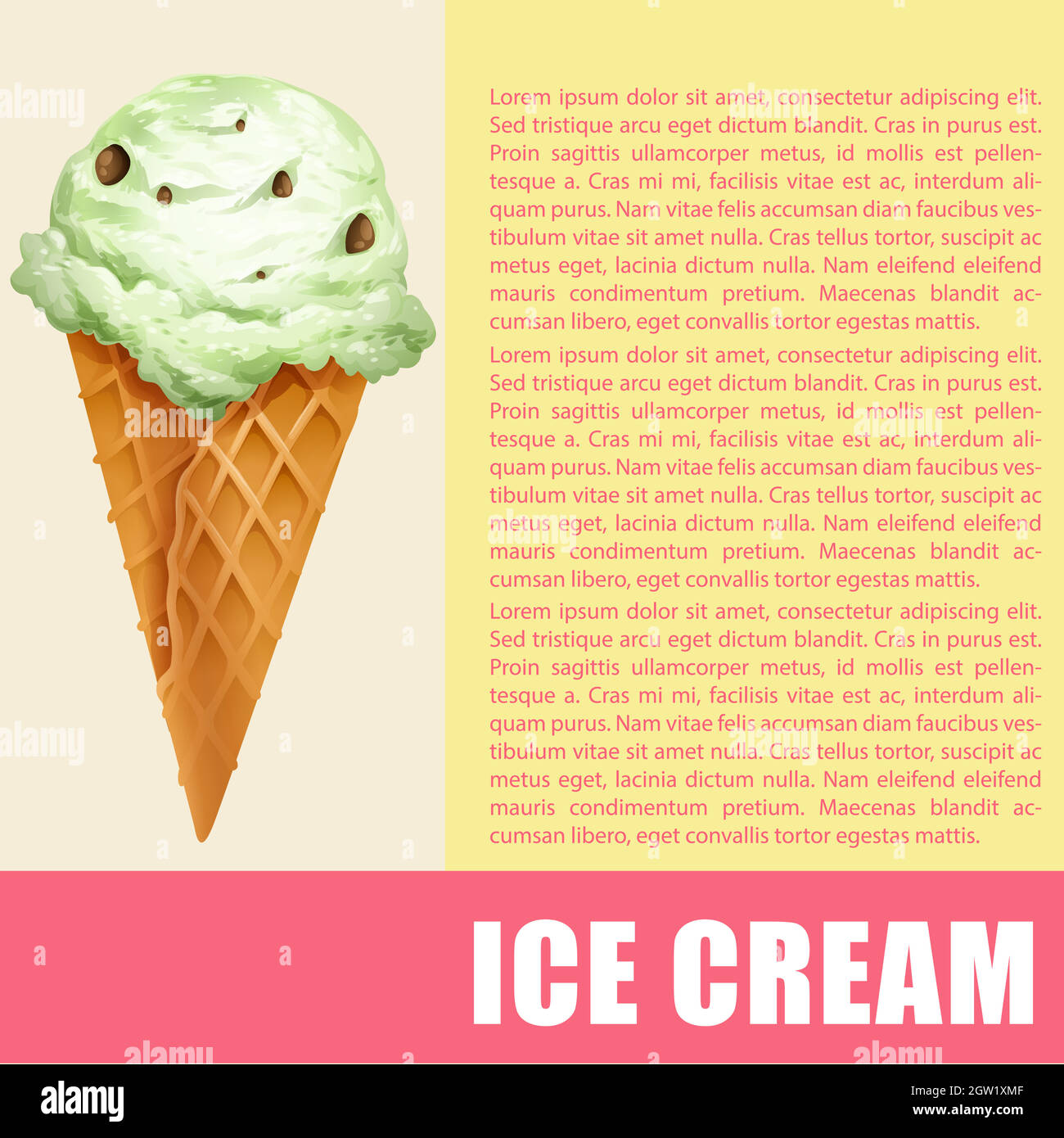 Affiche avec cône de crème glacée et texte Illustration de Vecteur