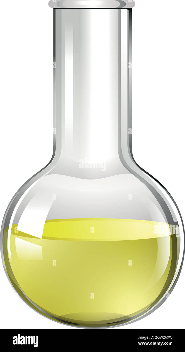 Bécher en verre avec liquide jaune Illustration de Vecteur