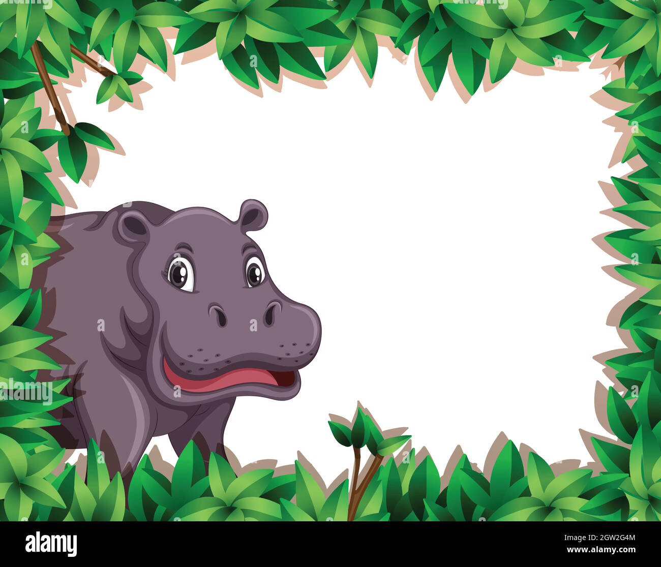 Hippopotame dans cadre de nature Illustration de Vecteur