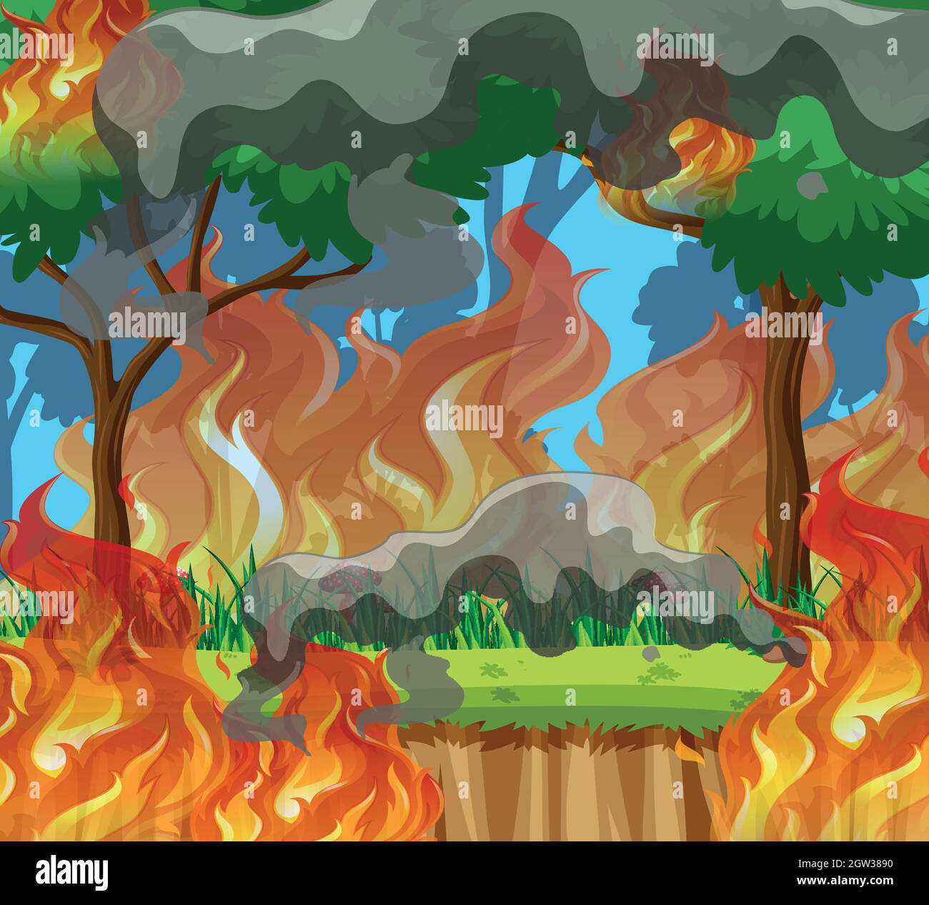 Incendie dans la forêt Illustration de Vecteur