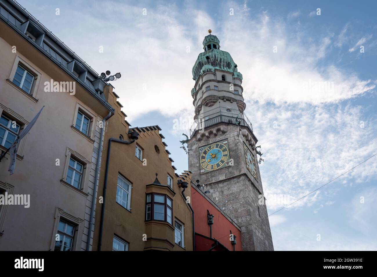 Tour de ville d'Innsbruck (partie de l'ancien hôtel de ville) - Innsbruck, Tyrol, Autriche Banque D'Images