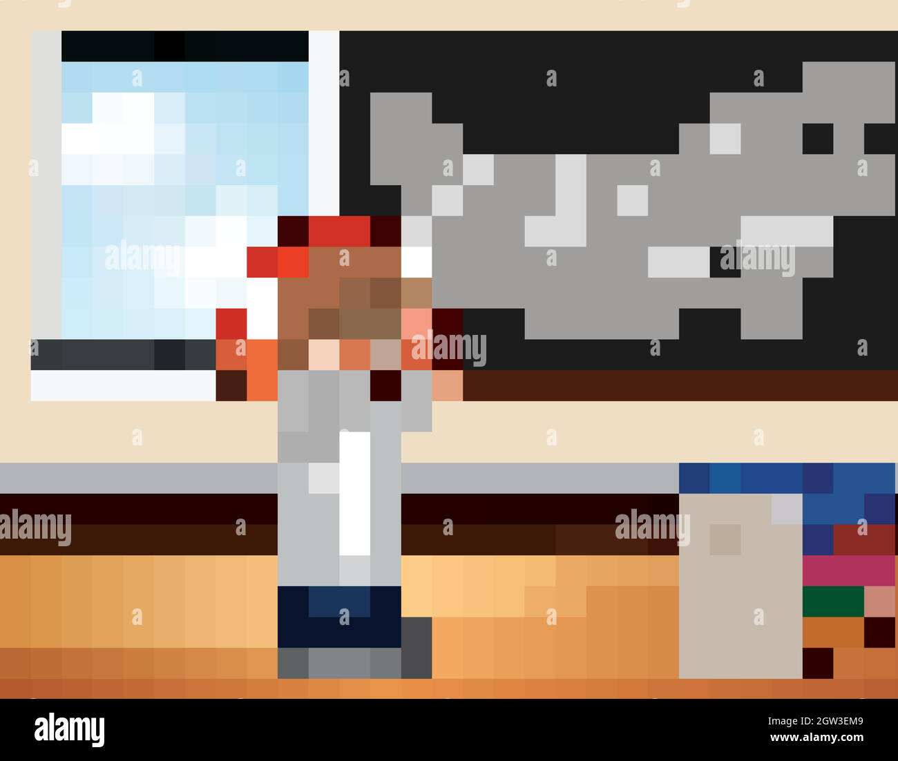 Scène en classe avec professeur de sciences par le conseil Illustration de Vecteur