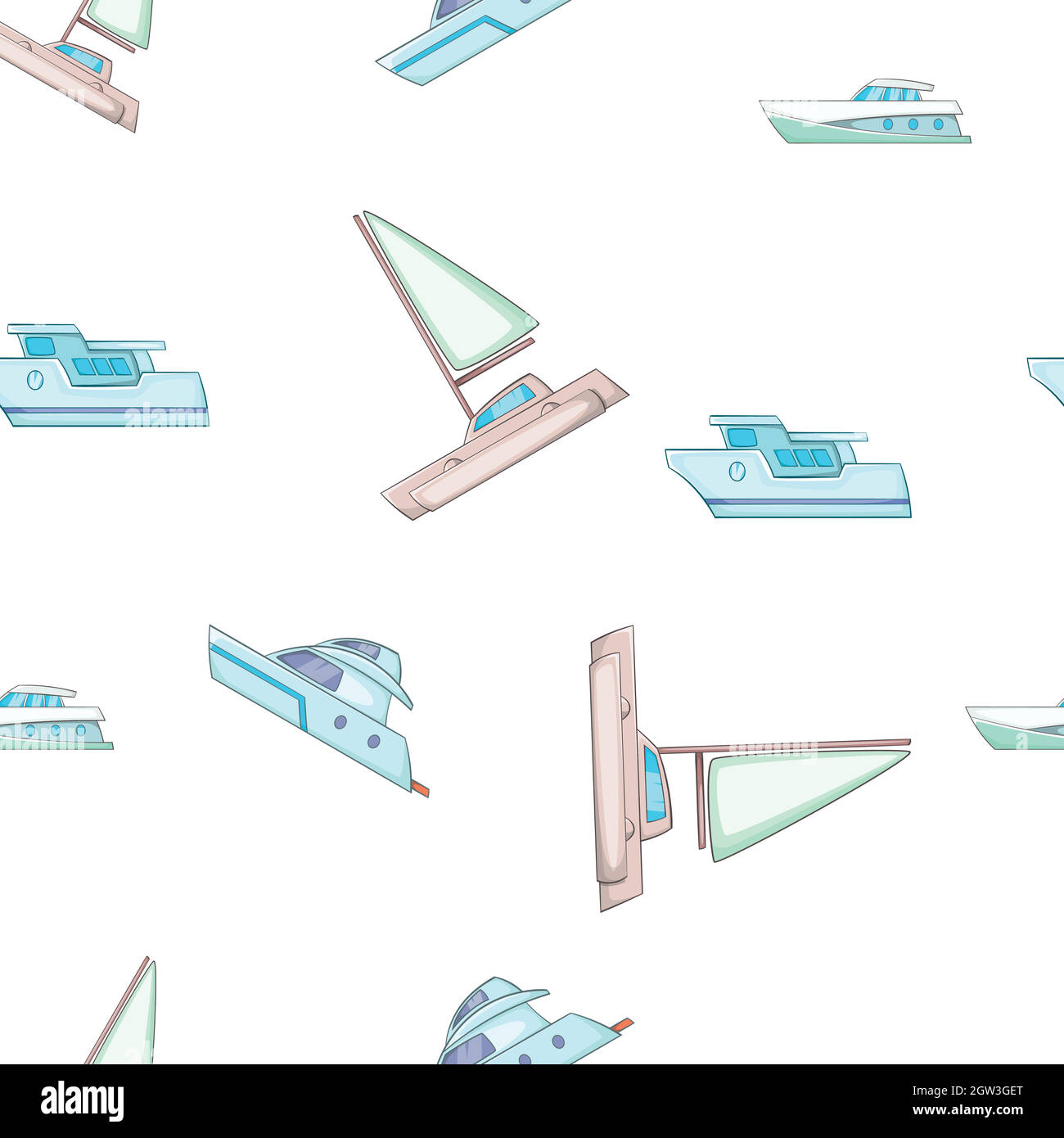 Motif yacht de mer, style dessin animé Illustration de Vecteur