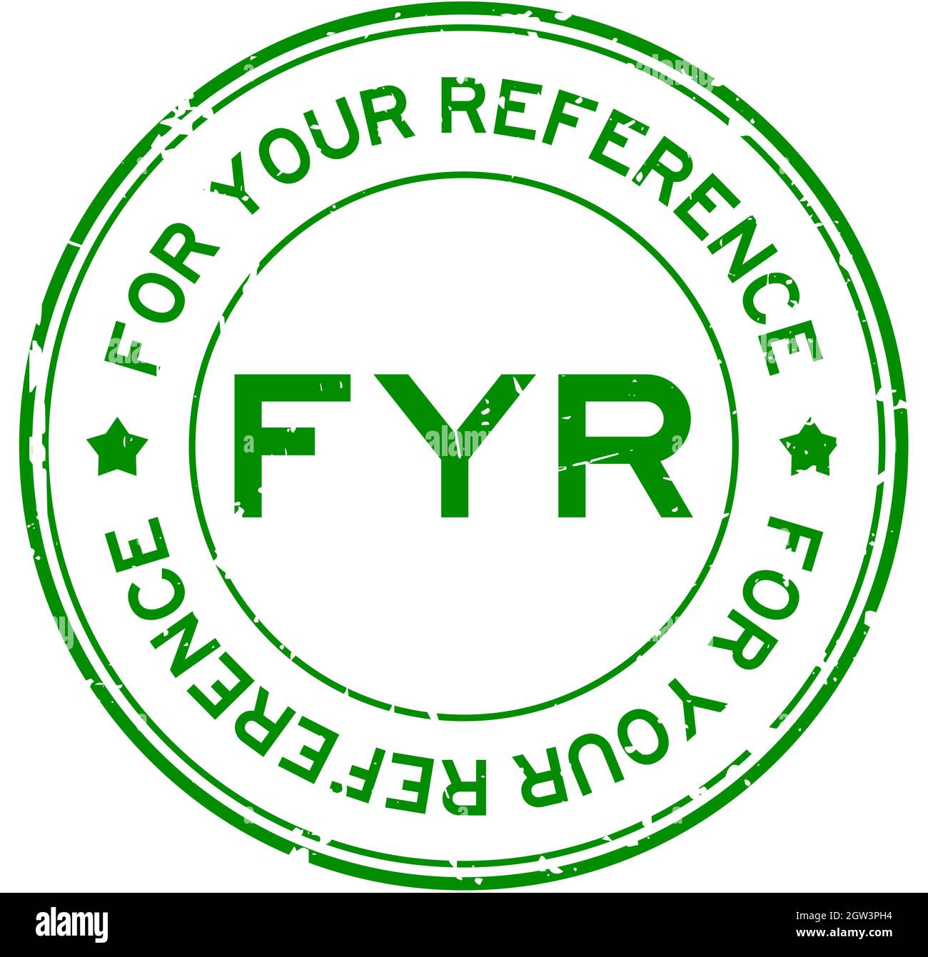 Grunge vert FYR pour votre référence mot joint rond en caoutchouc timbre sur fond blanc Illustration de Vecteur