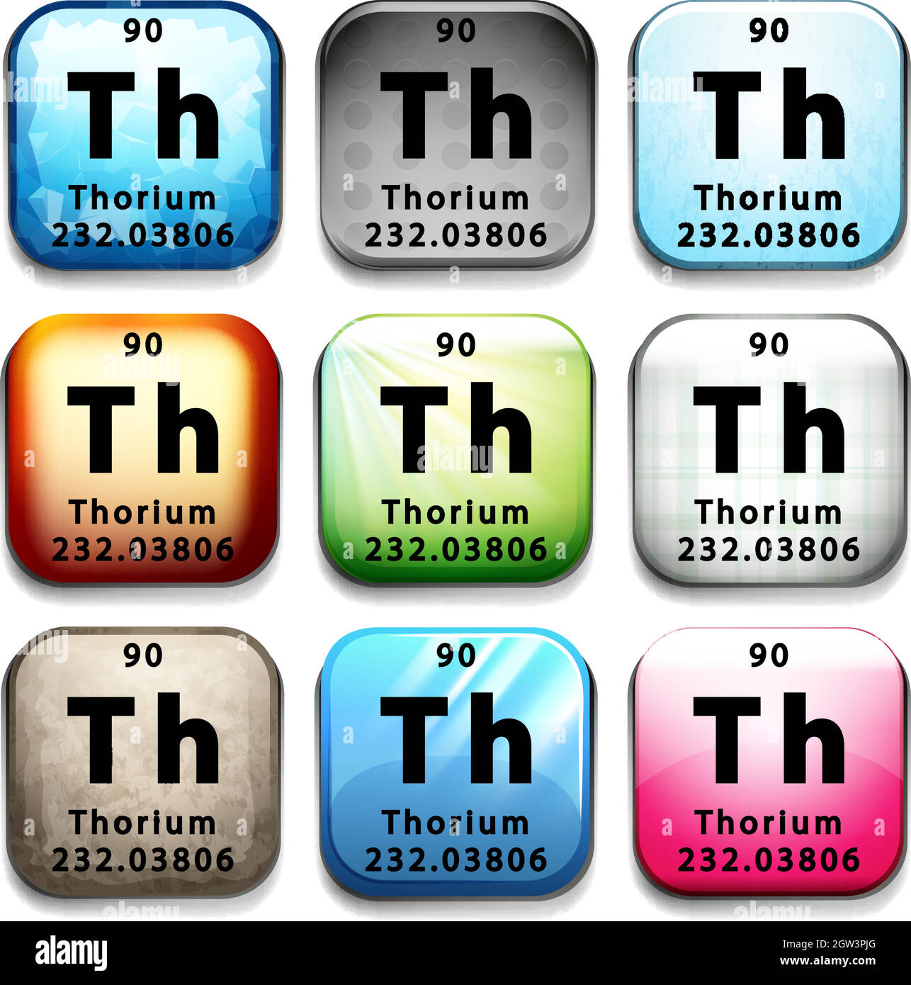 Un bouton montrant l'élément chimique thorium Illustration de Vecteur