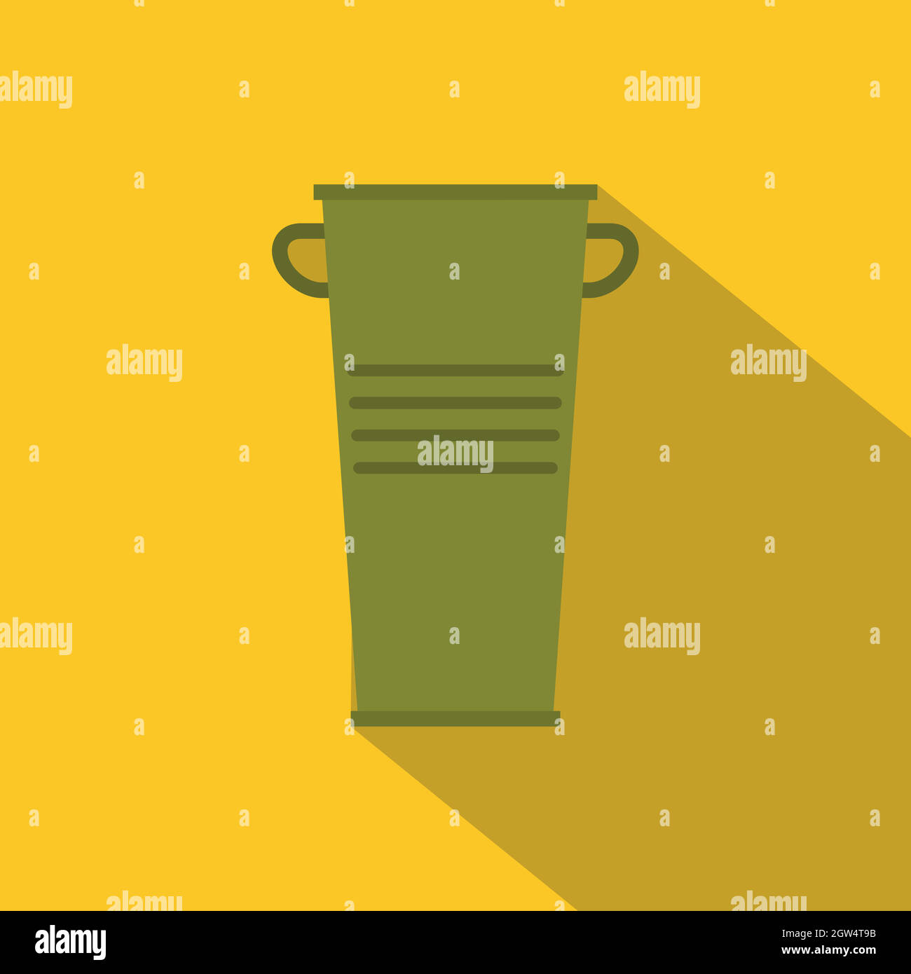 Réservoir à déchets vert avec poignées, icône de style plat Illustration de Vecteur