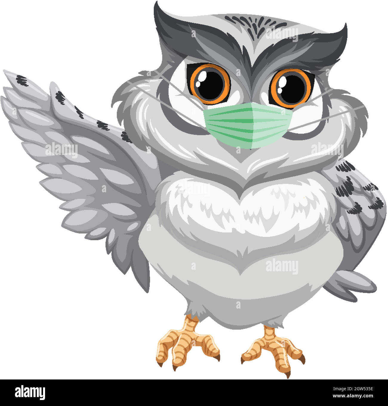 Masque de port de personnage de dessin animé Owl Illustration de Vecteur