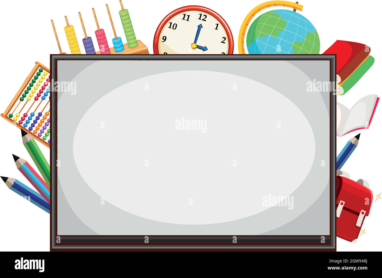 arrière-plan de la bordure du tableau blanc mathématique Illustration de Vecteur