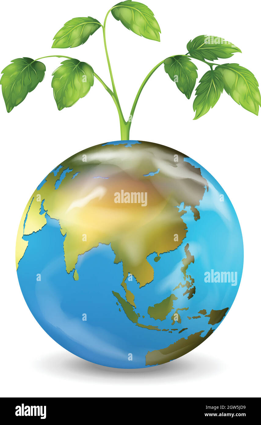 Terre avec une plante en croissance Illustration de Vecteur