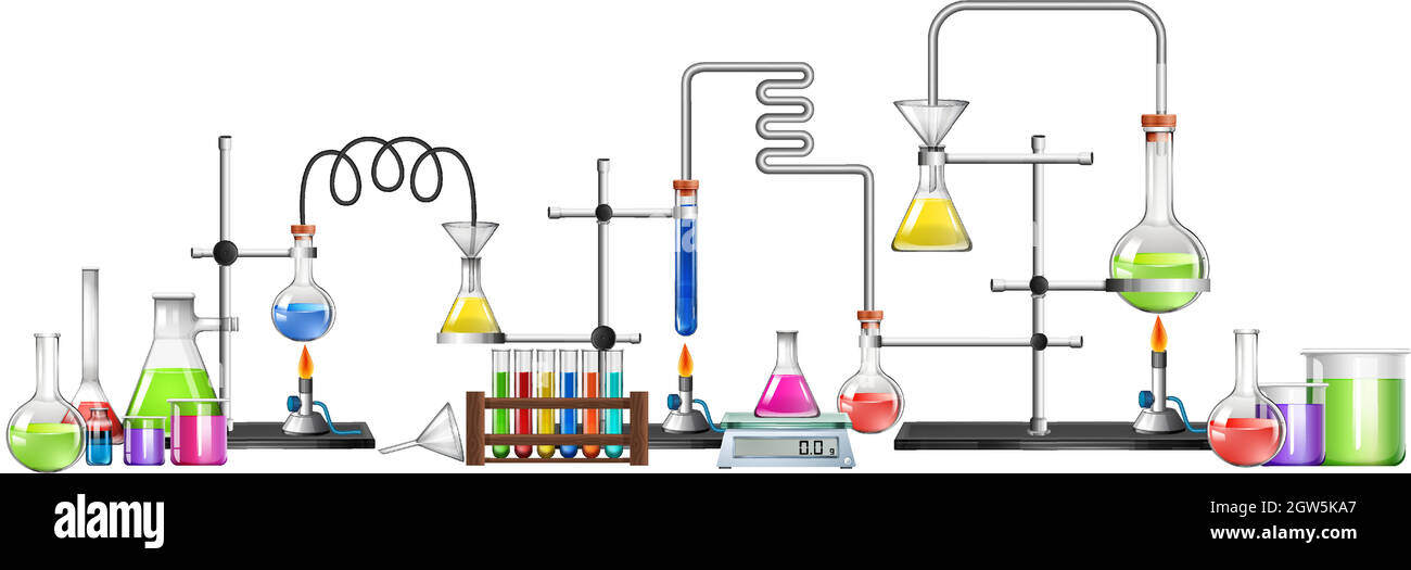 Équipements scientifiques sur fond blanc Illustration de Vecteur