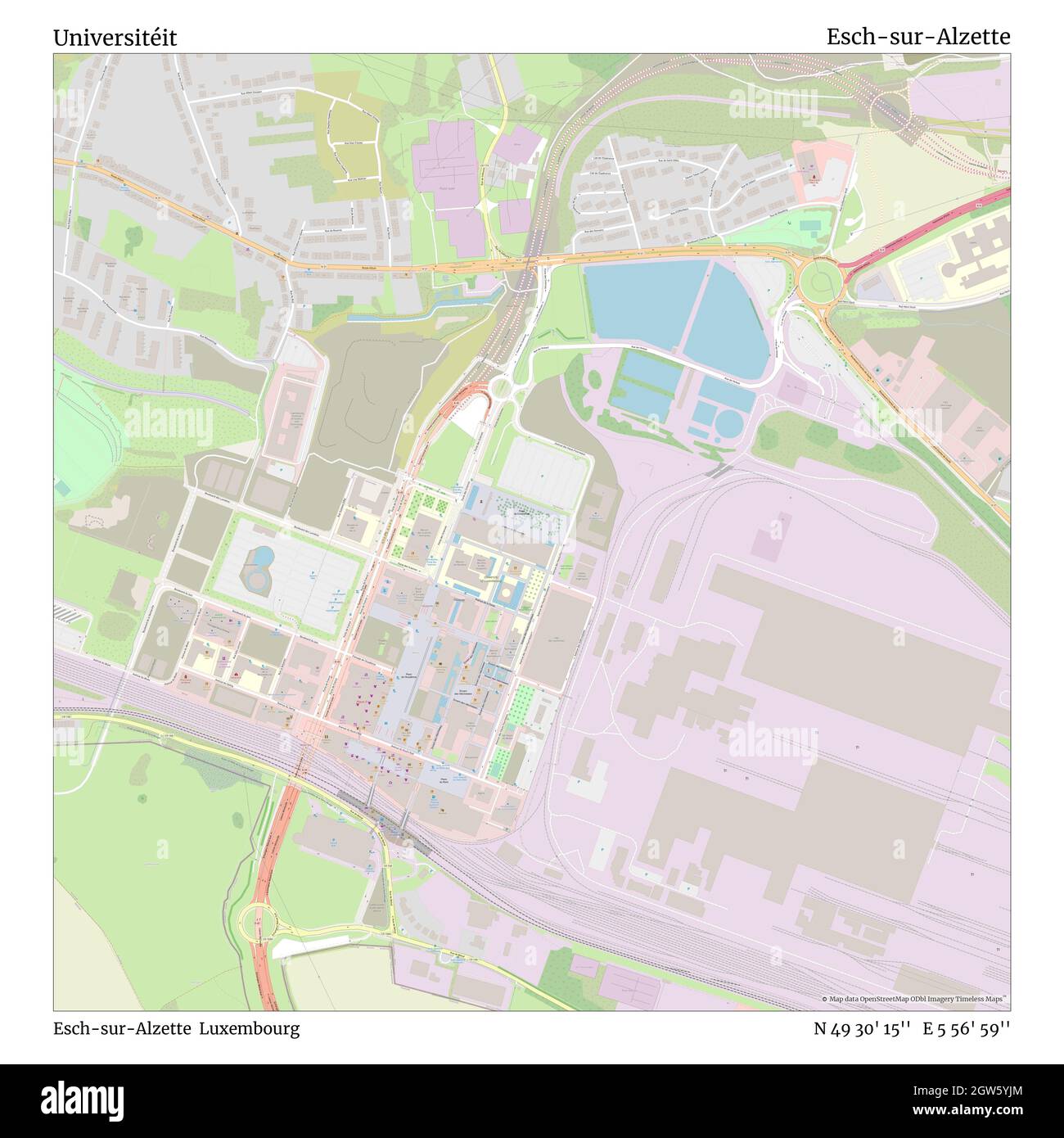 Universitéit, Esch-sur-Alzette, Luxembourg, Esch-sur-Alzette, N 49 30' 15'', E 5 56' 59'', carte, carte intemporelle publiée en 2021.Les voyageurs, les explorateurs et les aventuriers comme Florence Nightingale, David Livingstone, Ernest Shackleton, Lewis et Clark et Sherlock Holmes se sont appuyés sur des cartes pour planifier leurs voyages dans les coins les plus reculés du monde. Timeless Maps dresse la carte de la plupart des sites du monde, montrant ainsi la réalisation de grands rêves Banque D'Images