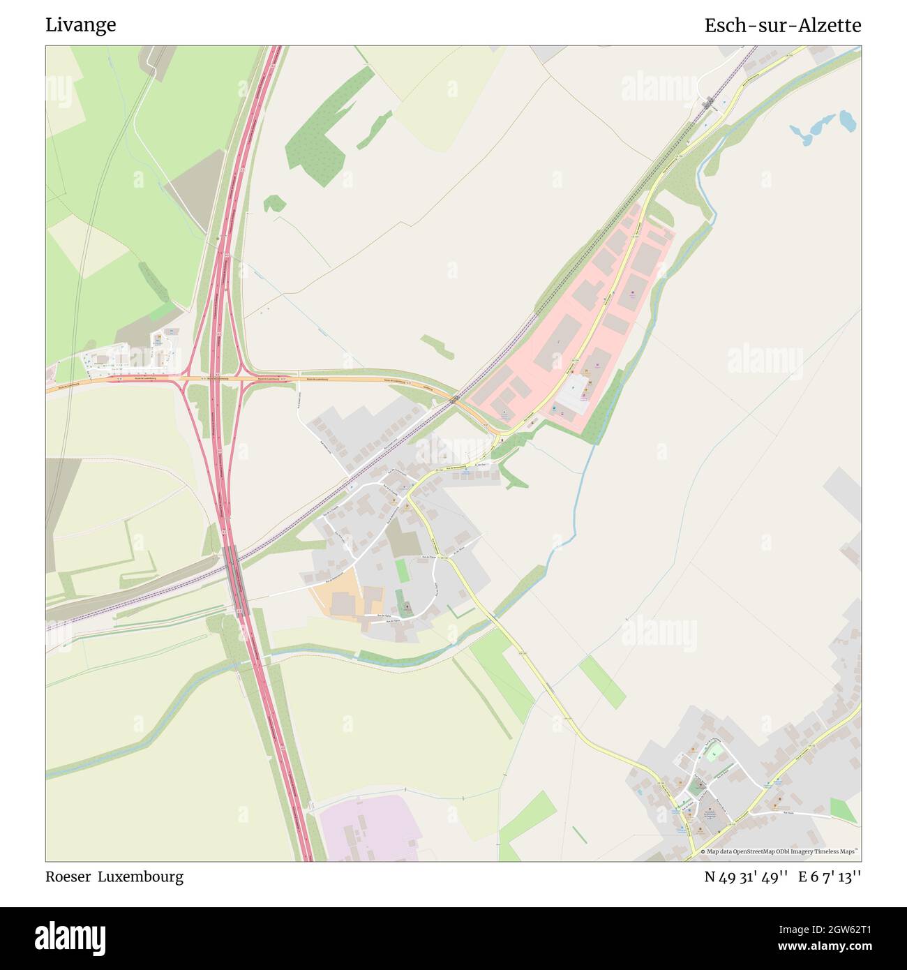 Livange, Roeser, Luxembourg, Esch-sur-Alzette, N 49 31' 49'', E 6 7' 13'', carte, carte intemporelle publiée en 2021.Les voyageurs, les explorateurs et les aventuriers comme Florence Nightingale, David Livingstone, Ernest Shackleton, Lewis et Clark et Sherlock Holmes se sont appuyés sur des cartes pour planifier leurs voyages dans les coins les plus reculés du monde. Timeless Maps dresse la carte de la plupart des sites du monde, montrant ainsi la réalisation de grands rêves Banque D'Images