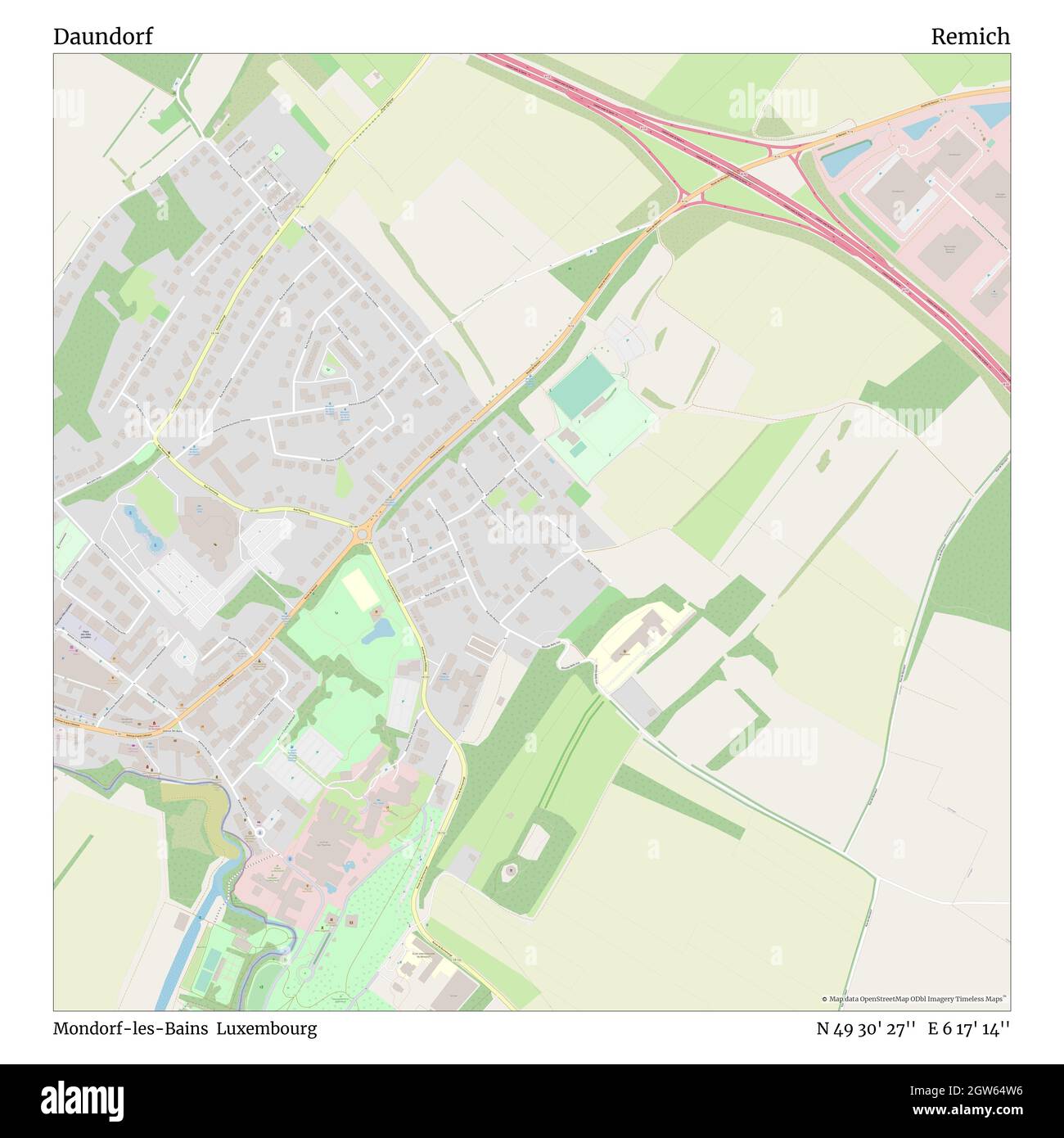 Daudorf, Mondorf-les-bains, Luxembourg, Remich, N 49 30' 27'', E 6 17' 14'', carte, carte intemporelle publiée en 2021.Les voyageurs, les explorateurs et les aventuriers comme Florence Nightingale, David Livingstone, Ernest Shackleton, Lewis et Clark et Sherlock Holmes se sont appuyés sur des cartes pour planifier leurs voyages dans les coins les plus reculés du monde. Timeless Maps dresse la carte de la plupart des sites du monde, montrant ainsi la réalisation de grands rêves Banque D'Images