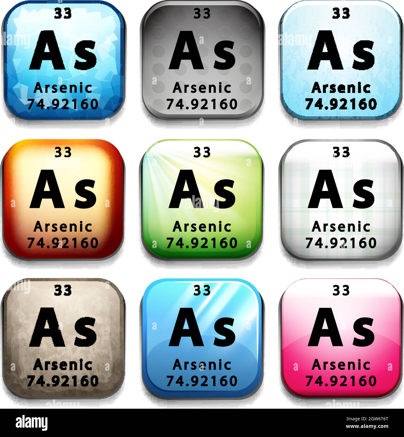 Un bouton indiquant l'élément chimique arsenic Illustration de Vecteur