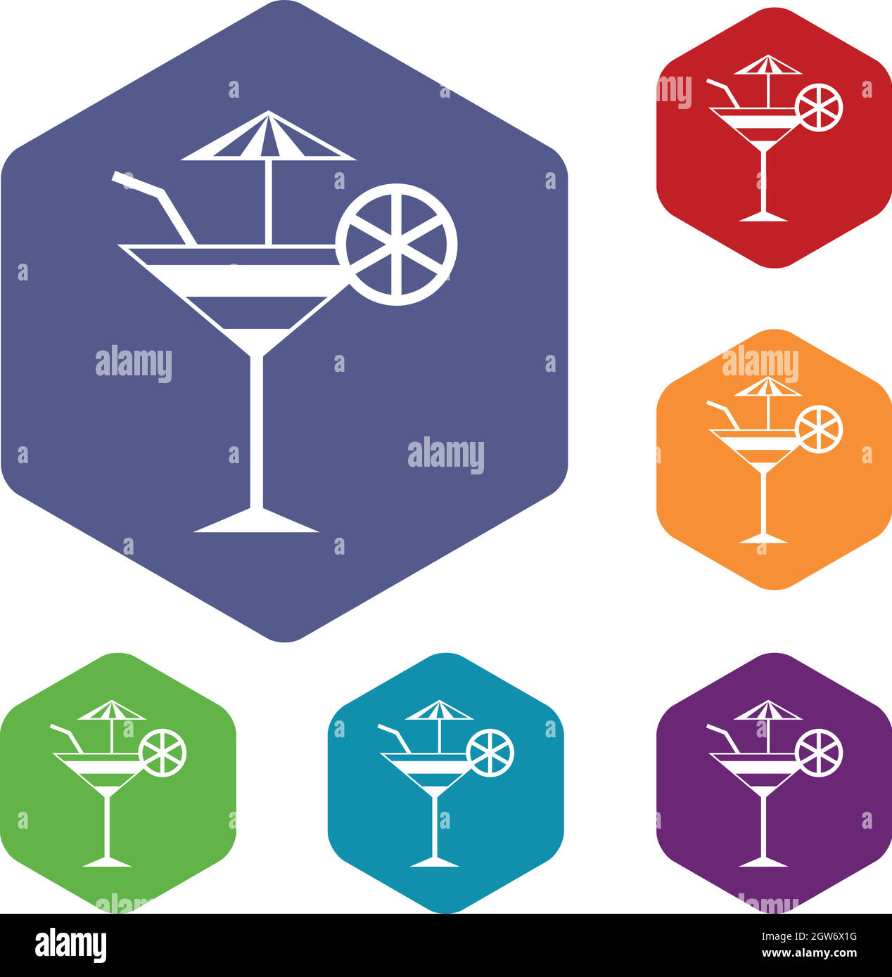 Cocktail de fruits icons set Illustration de Vecteur
