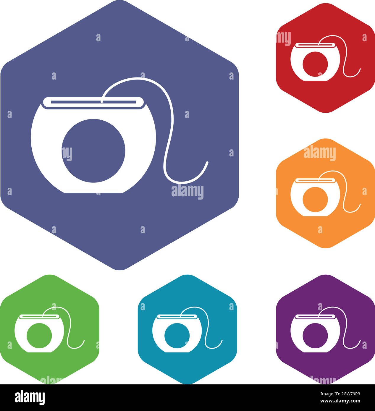 Fil dentaire icons set Illustration de Vecteur