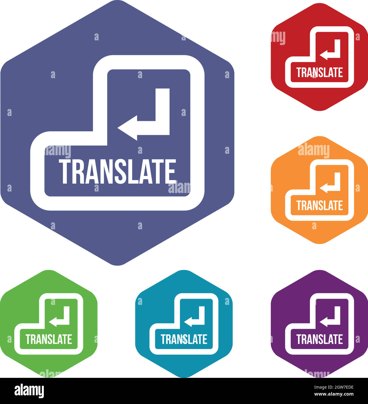Bouton traduire icons set Illustration de Vecteur