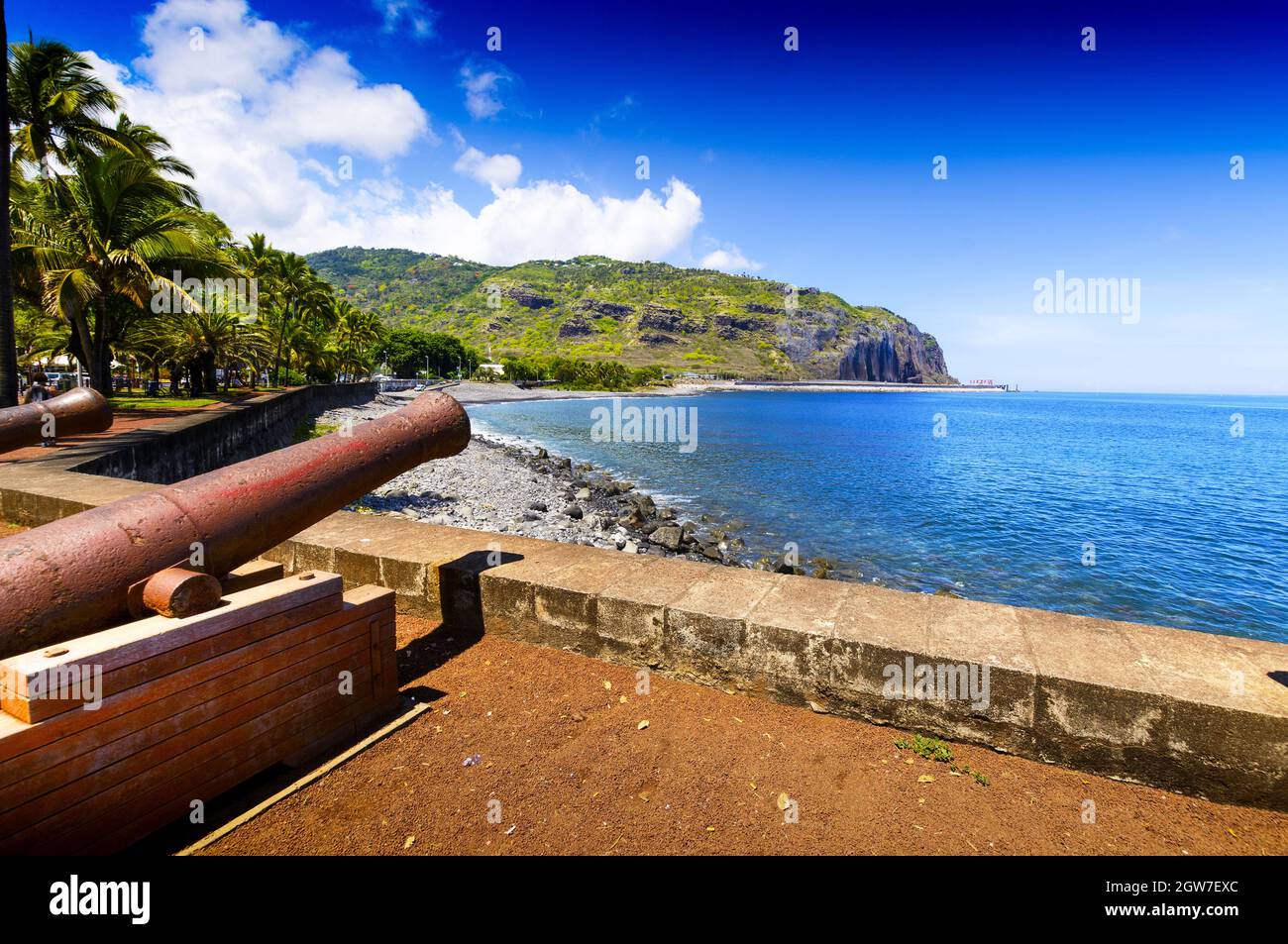 Armes à feu historiques au lieu du Barachois, Saint Denis à la Réunion Banque D'Images