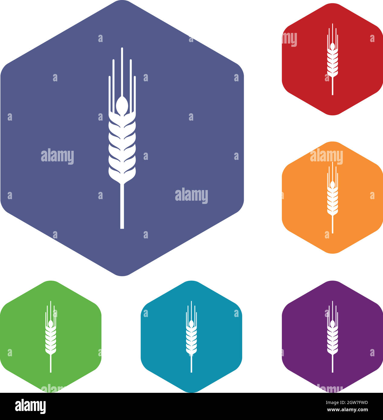 Des tiges d'orge mûr icons set Illustration de Vecteur