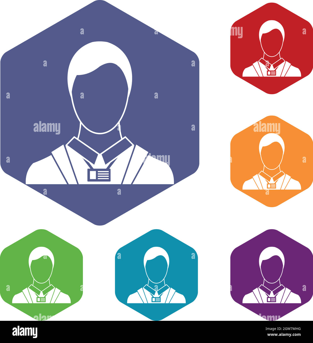 Businessman with identité nom card icons set Illustration de Vecteur
