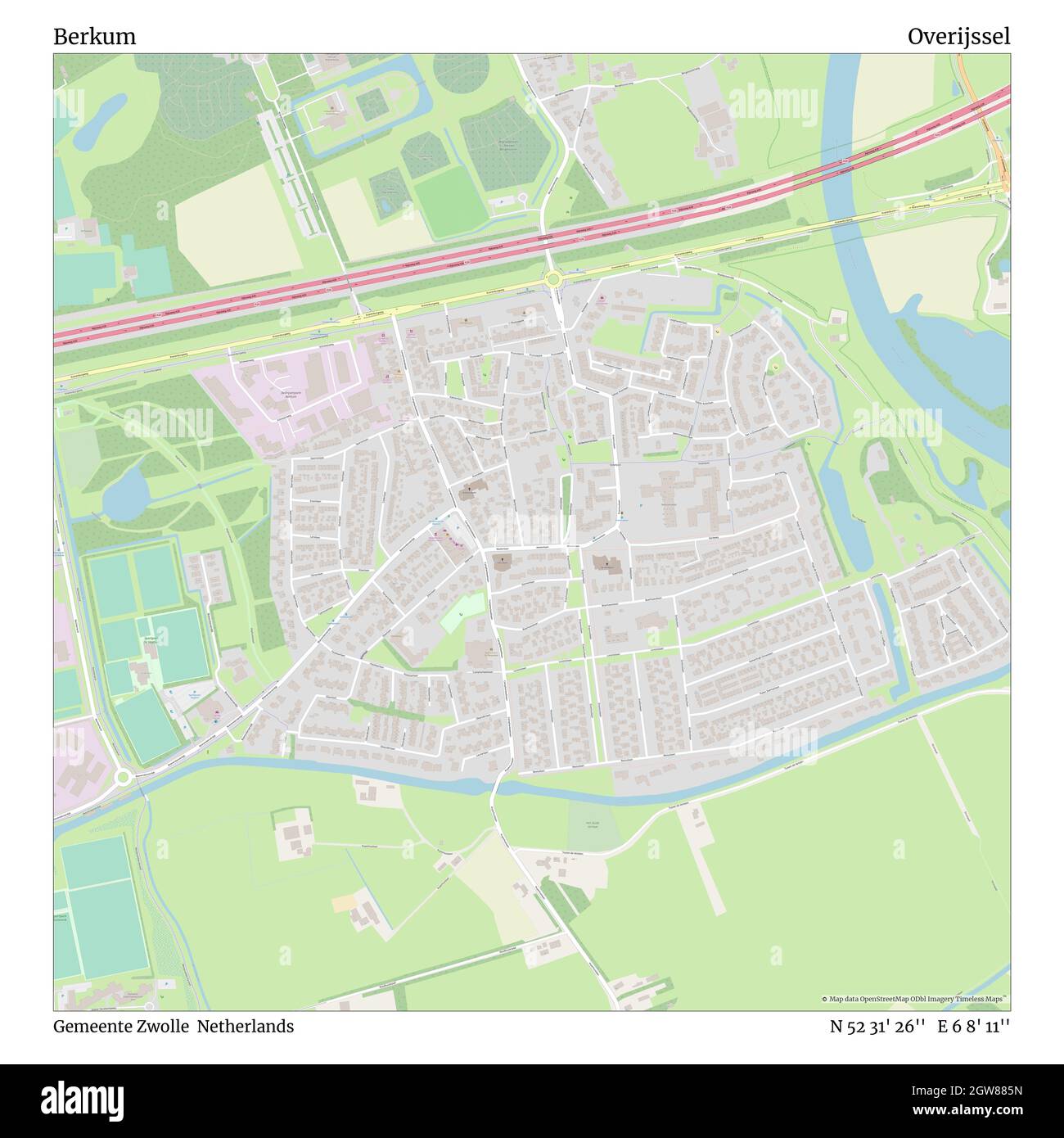 Berkum, Gemeente Zwolle, pays-Bas, Overijssel, N 52 31' 26'', E 6 8' 11'', carte, carte intemporelle publiée en 2021.Les voyageurs, les explorateurs et les aventuriers comme Florence Nightingale, David Livingstone, Ernest Shackleton, Lewis et Clark et Sherlock Holmes se sont appuyés sur des cartes pour planifier leurs voyages dans les coins les plus reculés du monde. Timeless Maps dresse la carte de la plupart des sites du monde, montrant ainsi la réalisation de grands rêves Banque D'Images