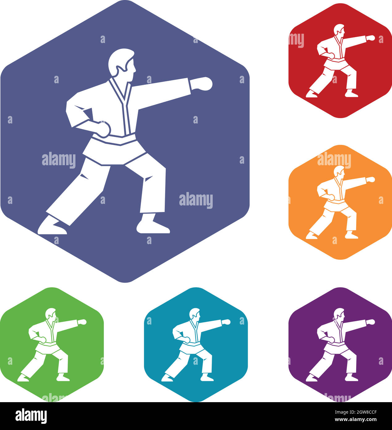 L'aïkido fighter icons set Illustration de Vecteur