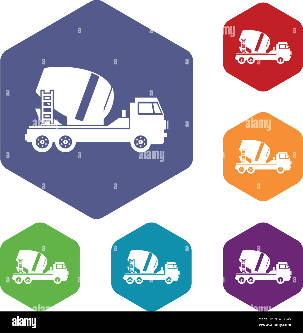 Camion malaxeur béton icons set Illustration de Vecteur