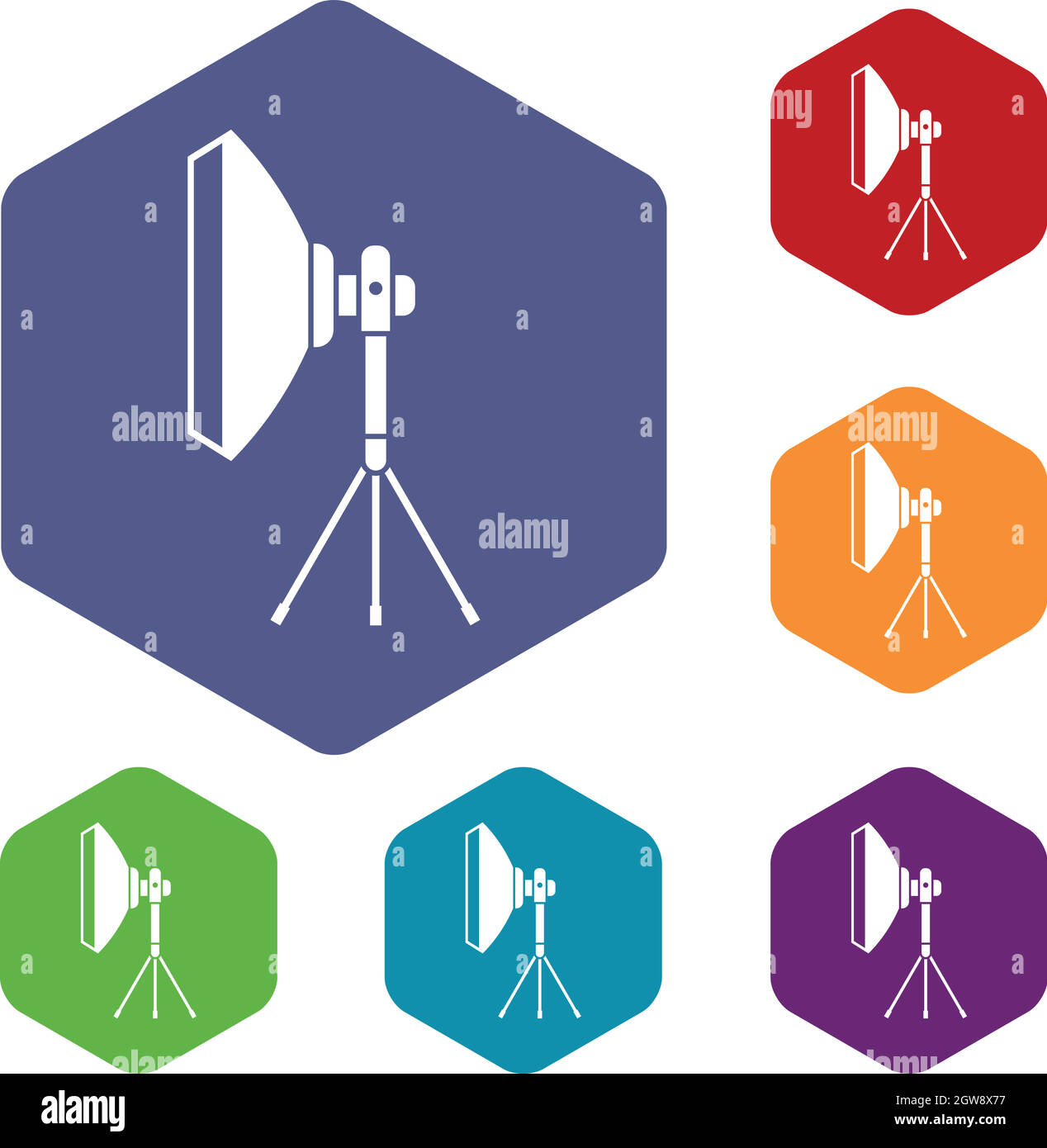 L'équipement d'éclairage studio icons set Illustration de Vecteur