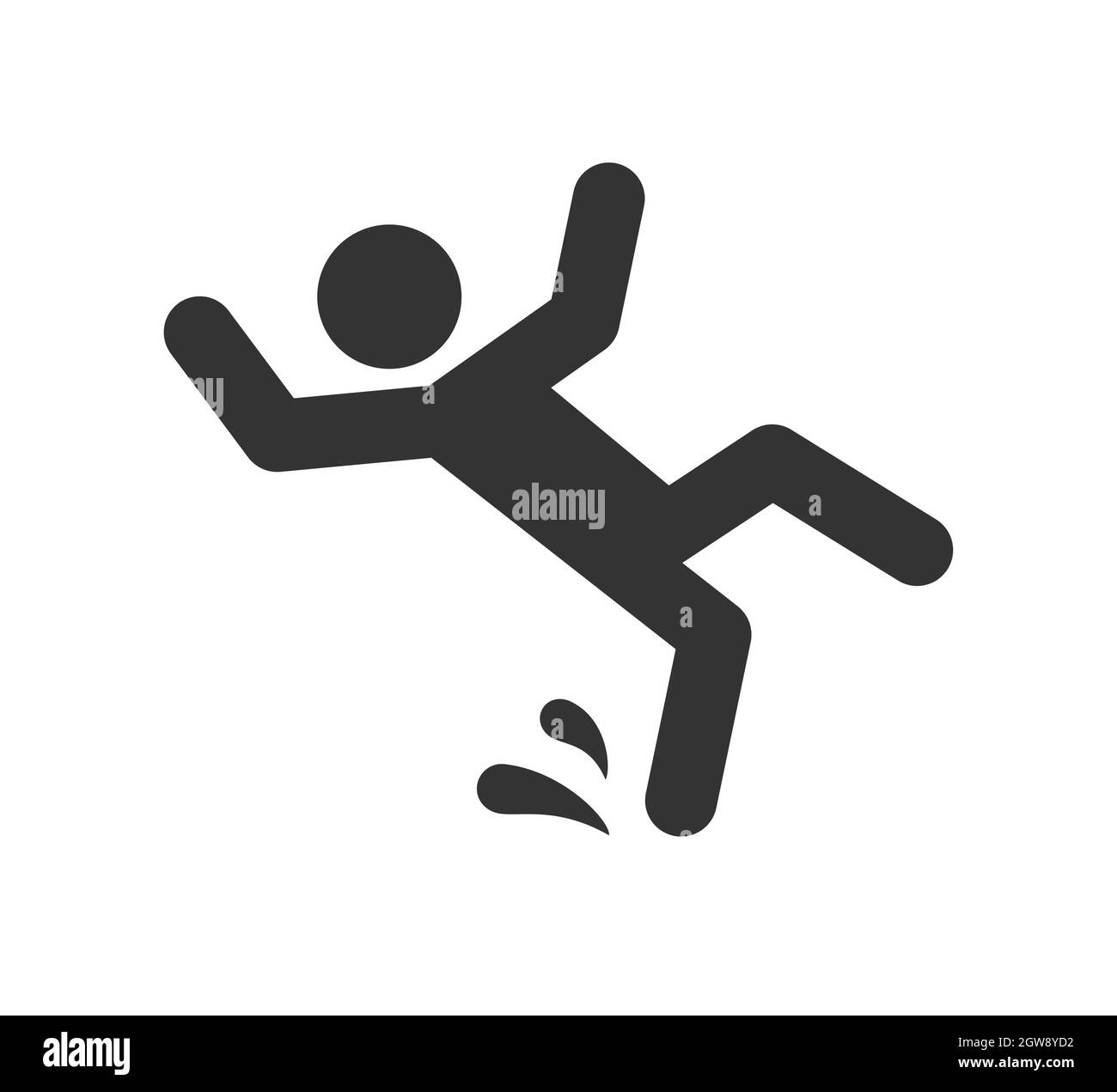 Attention, sol mouillé. Un homme qui tombe. Panneau de plancher glissant. Un signe d'avertissement de danger. Illustration vectorielle isolée sur fond blanc Illustration de Vecteur
