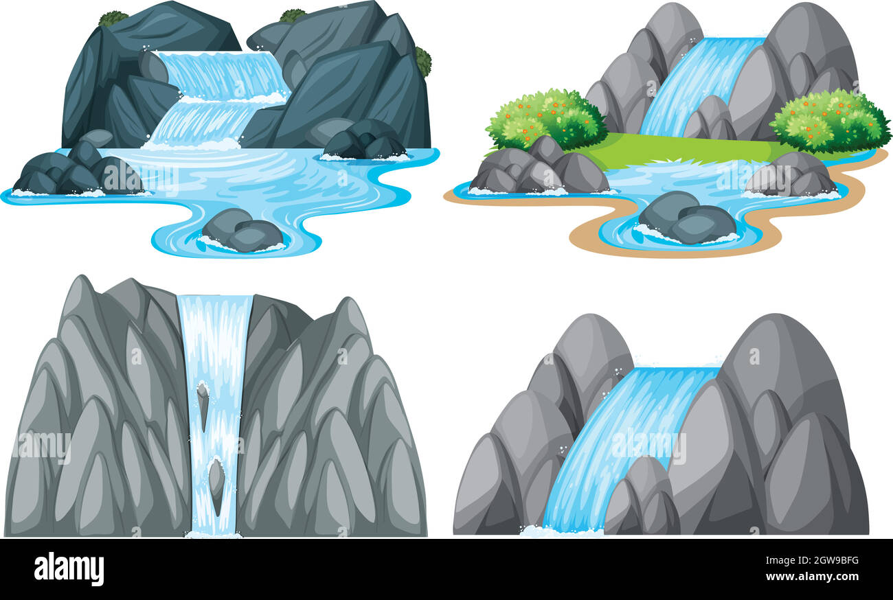 Une petite cascade avec des rochers Illustration de Vecteur