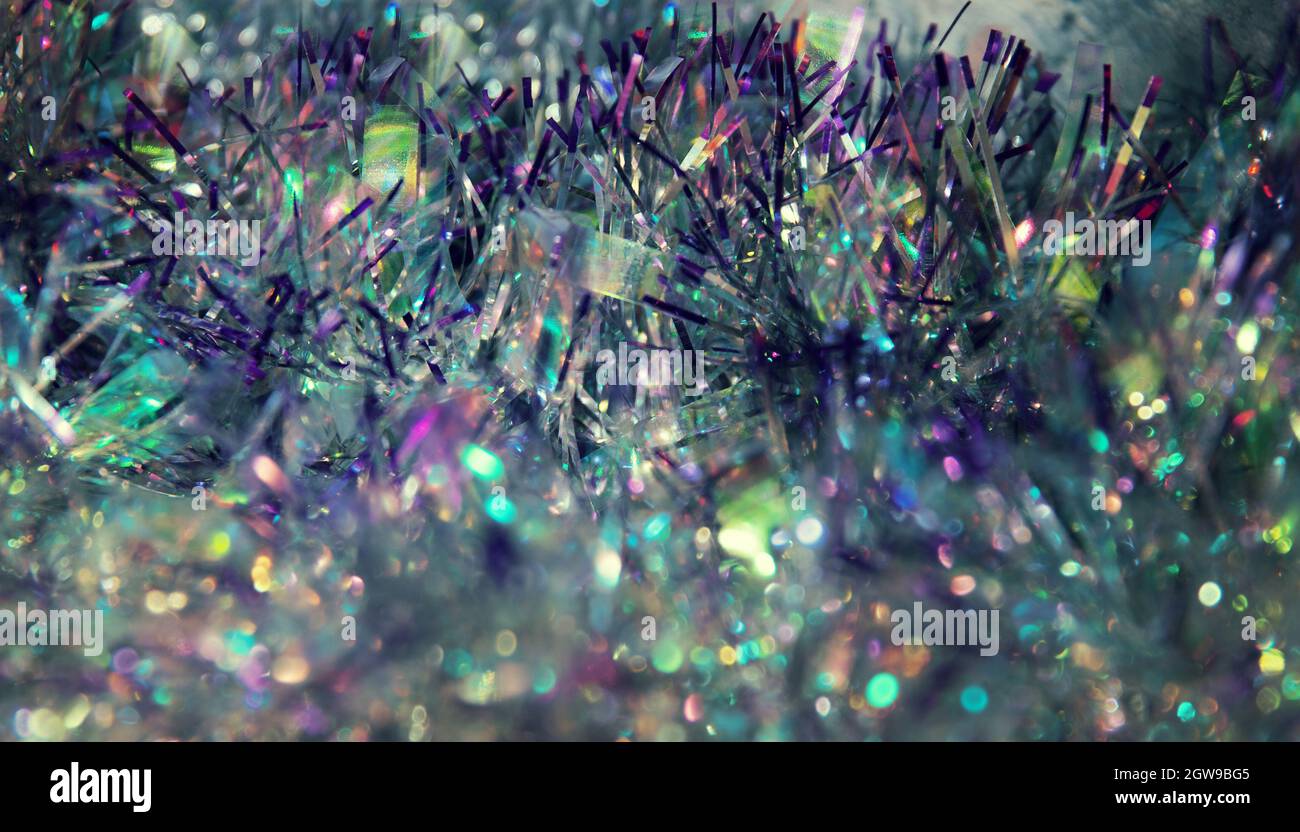 Brillant, brillant, coloré et beury tinsel, confetti pour peindre le carnaval, les vacances et la fête Banque D'Images