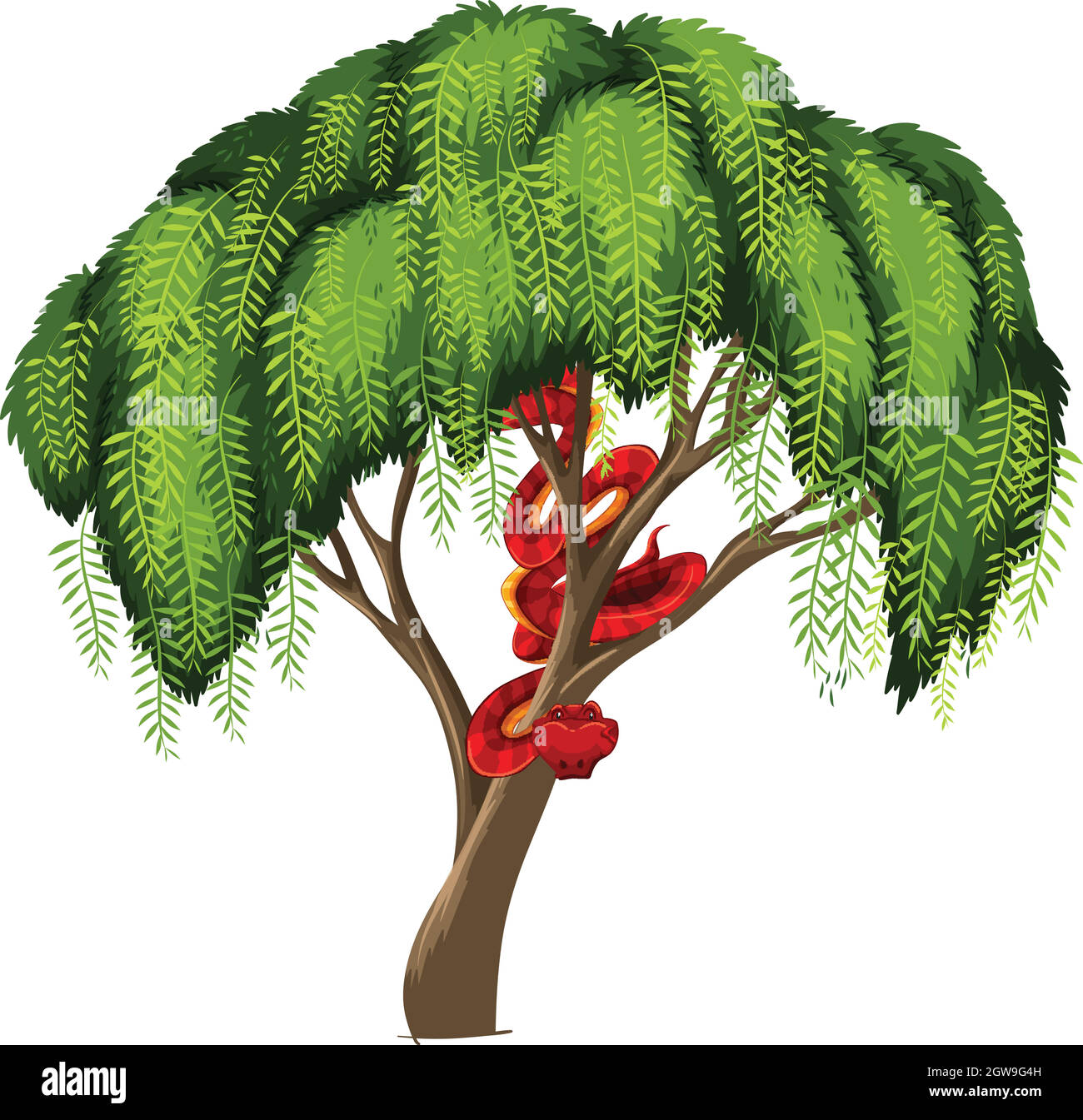 Serpent rouge dans un arbre Illustration de Vecteur