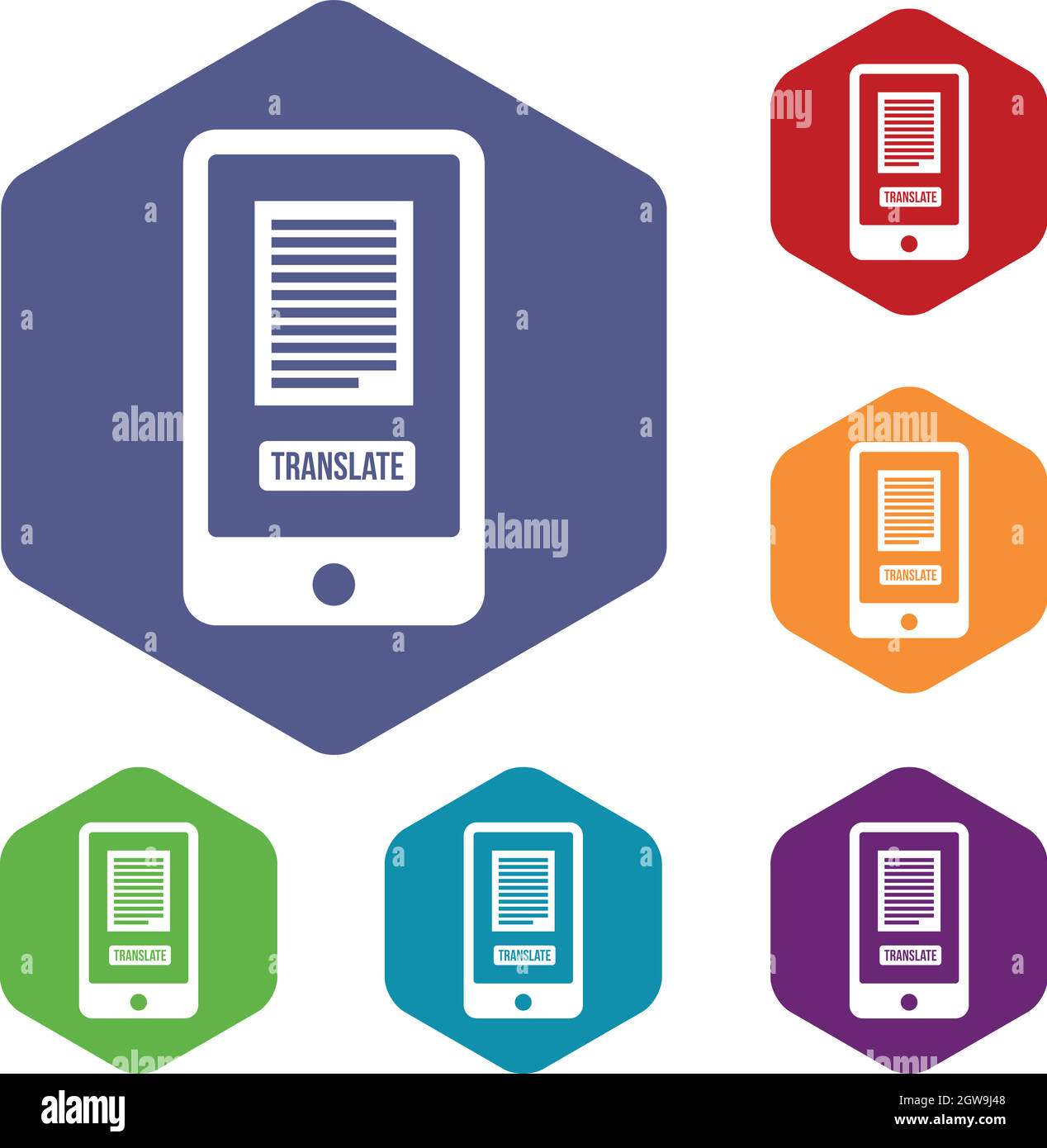 Translate application sur un smartphone icons set Illustration de Vecteur