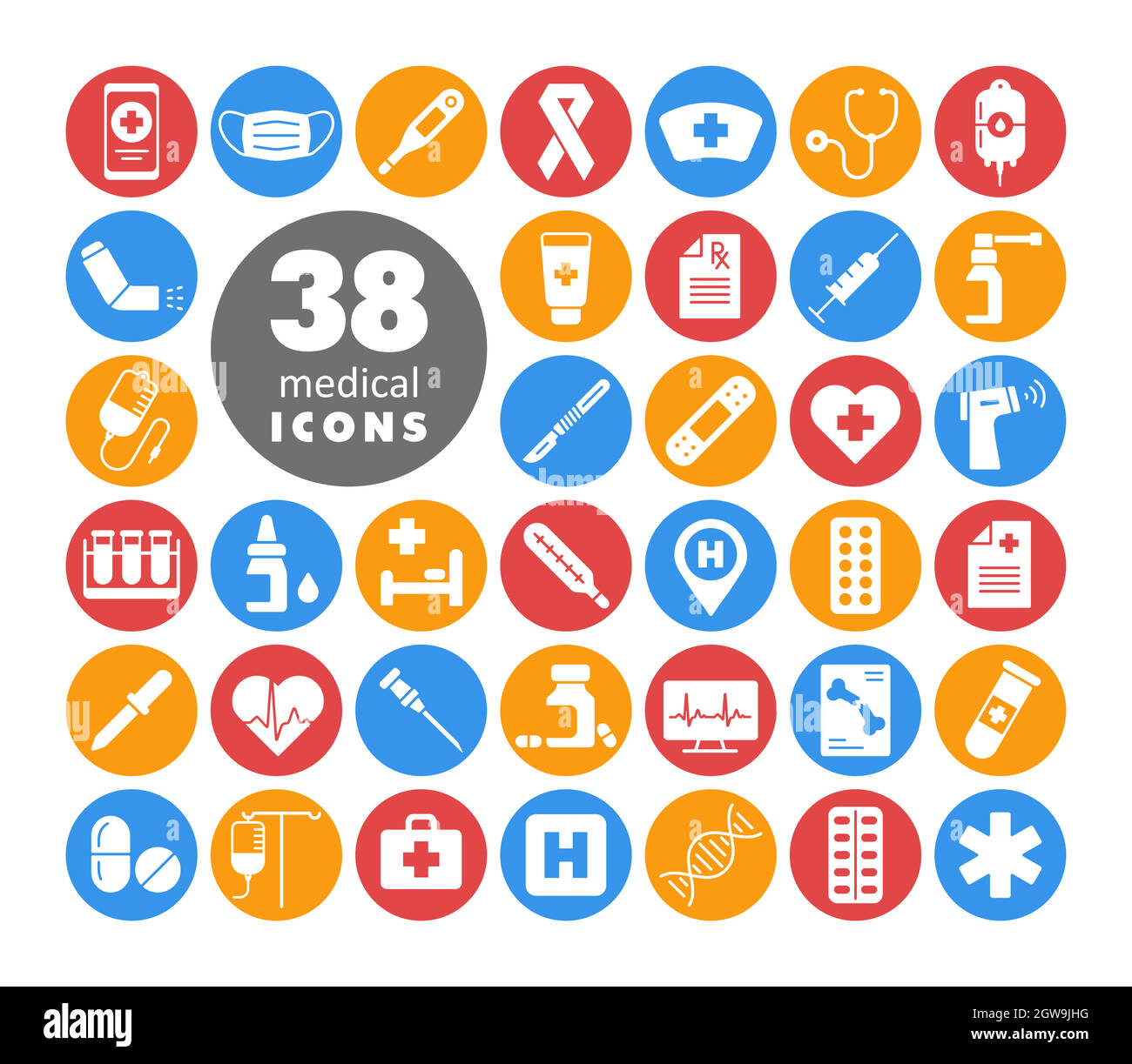 Médecine et santé, support médical glyphe blanc icônes ensemble Illustration de Vecteur