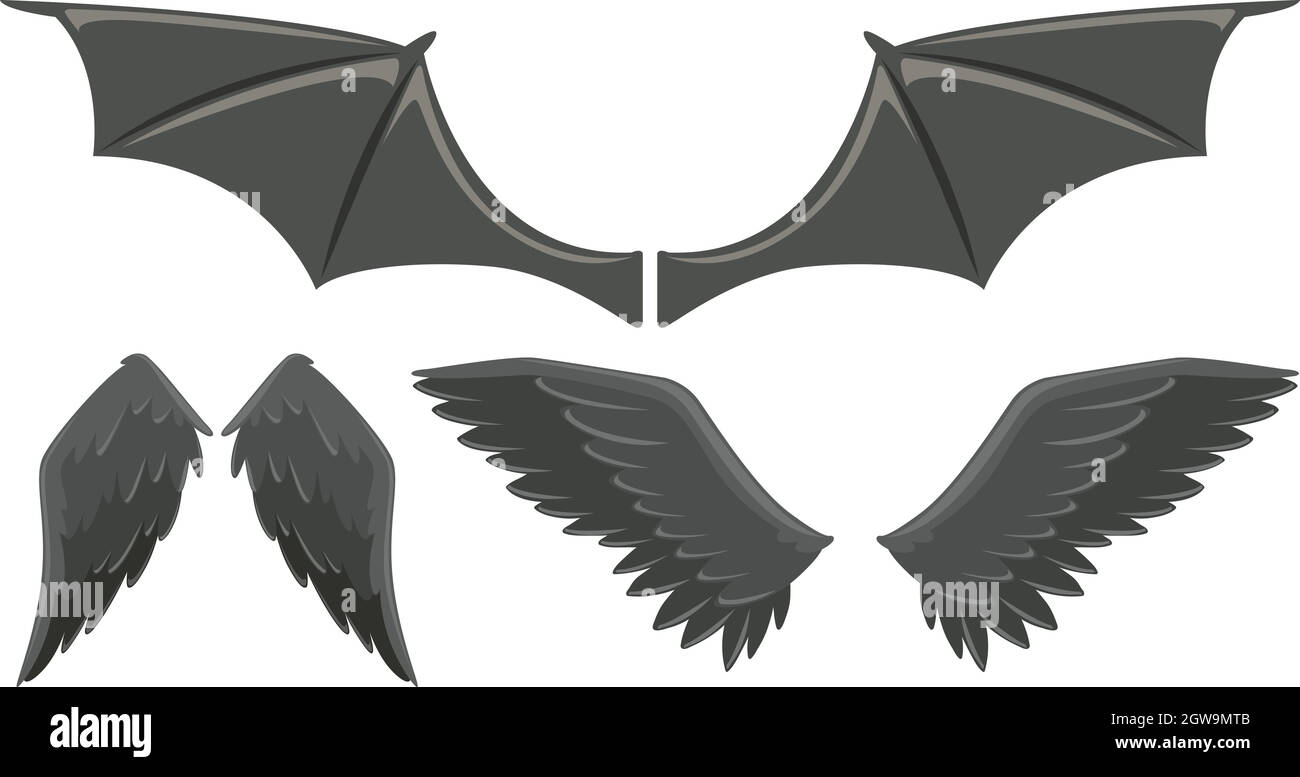 Trois ailes noires Illustration de Vecteur