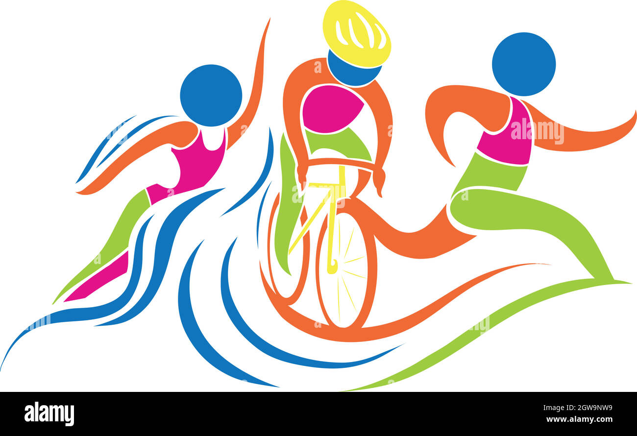 Icône triathlon en couleurs Illustration de Vecteur
