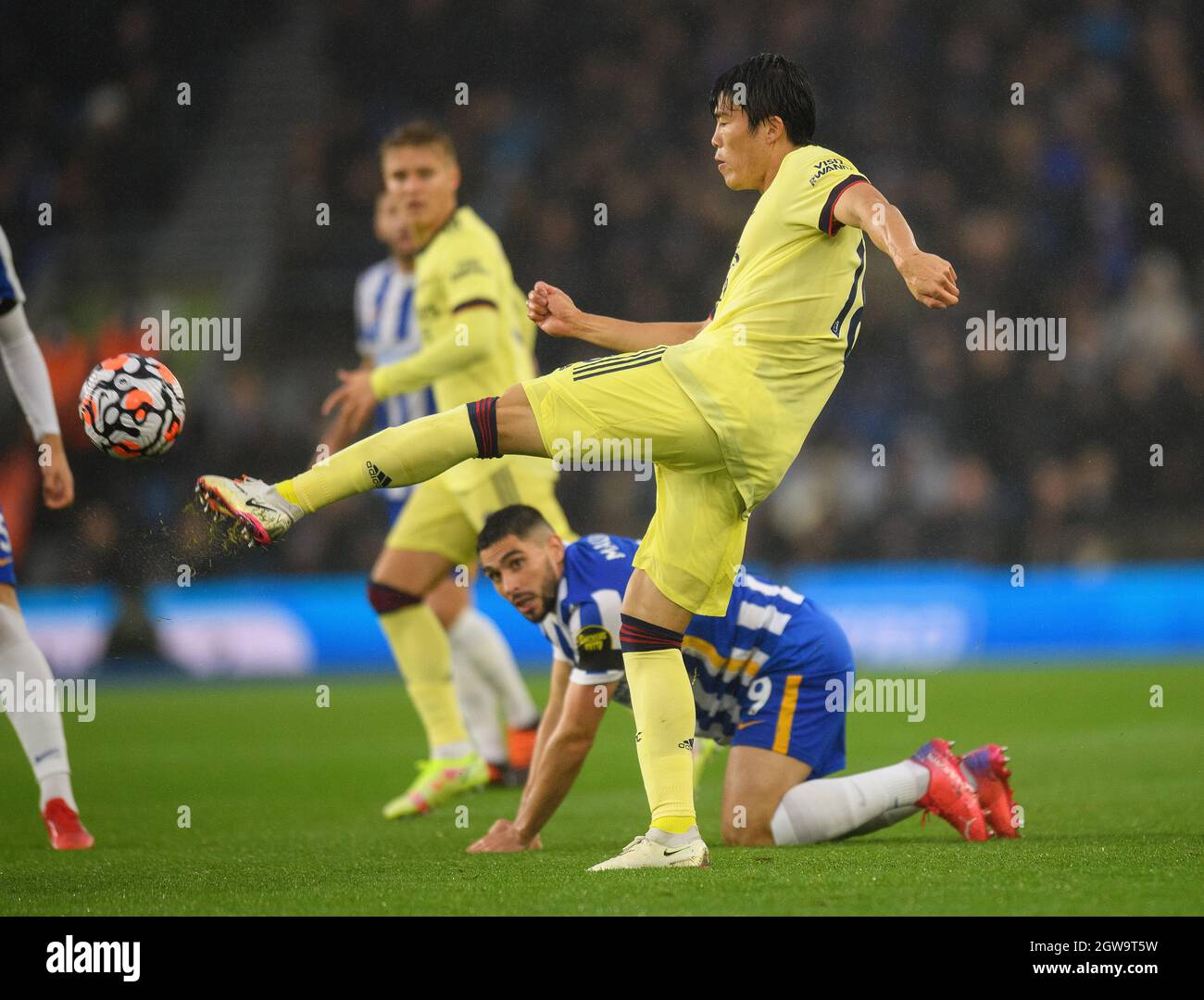 02 octobre 2021 - Brighton et Hove Albion v Arsenal - Premier League - AMEX Stadium Takehiro Tomiyasu d'Arsenal pendant le match de la Premier League au stade Amex. Crédit photo : © Mark pain / Alamy Live News Banque D'Images