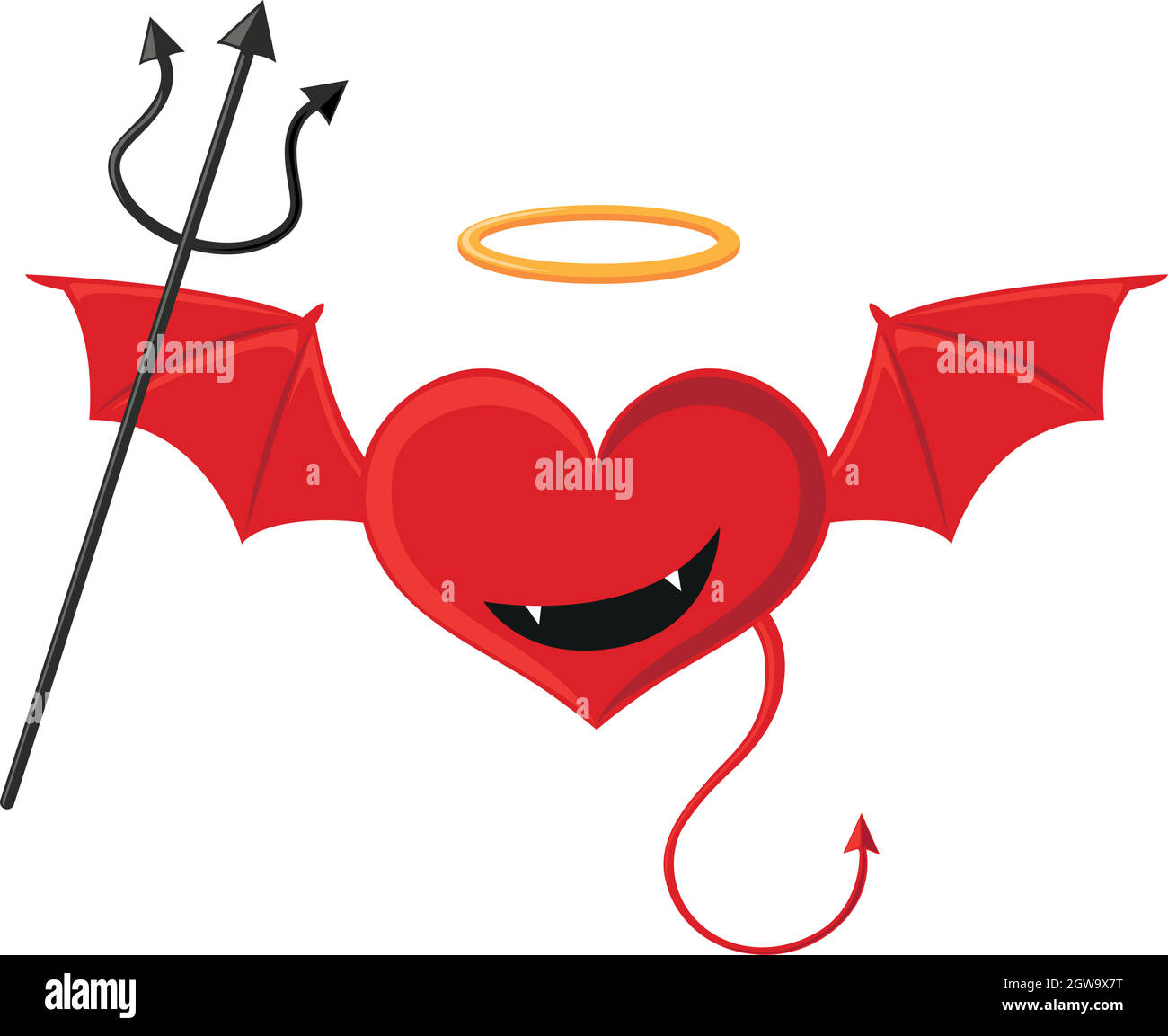 Cœur rouge avec ailes de diable Illustration de Vecteur