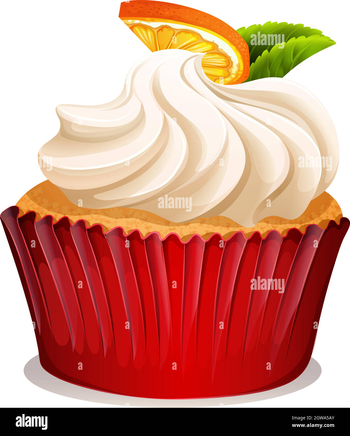 Cupcake à la crème et à l'orange Illustration de Vecteur