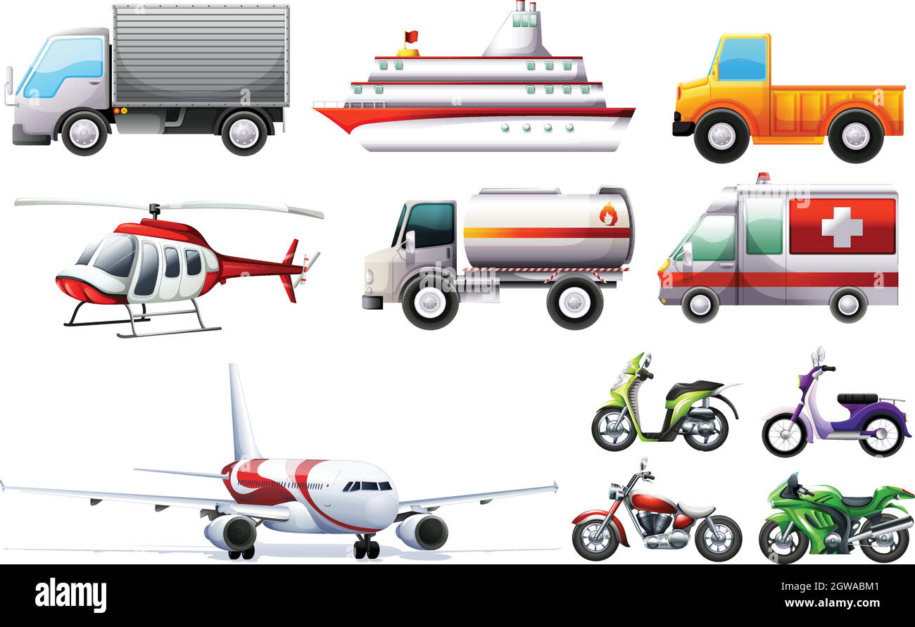 Transports différents Illustration de Vecteur