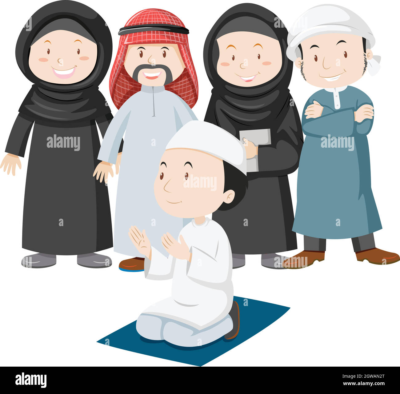 Le peuple musulman en tenue traditionnelle Illustration de Vecteur