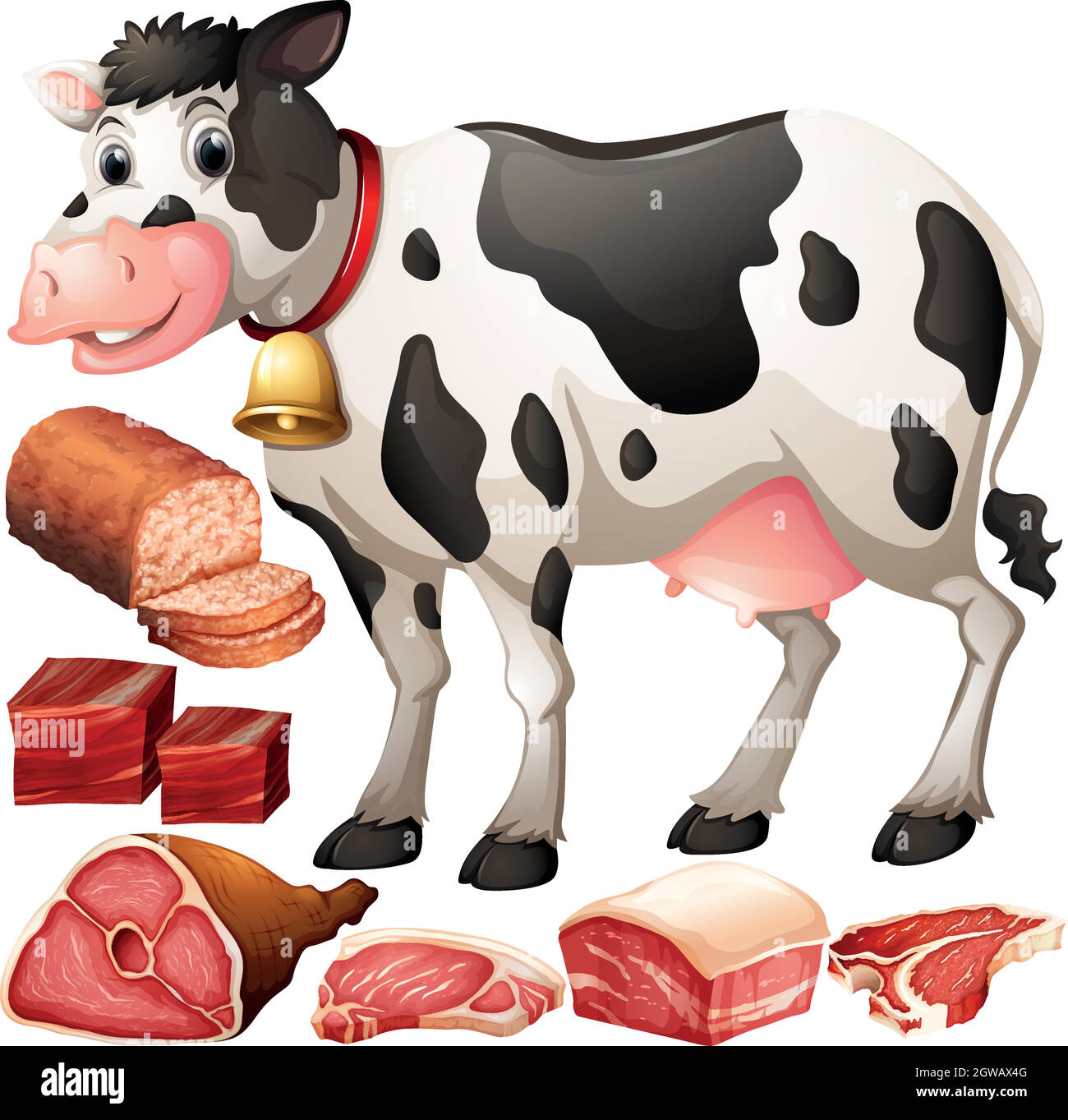 Produits à base de viande et de vache Illustration de Vecteur