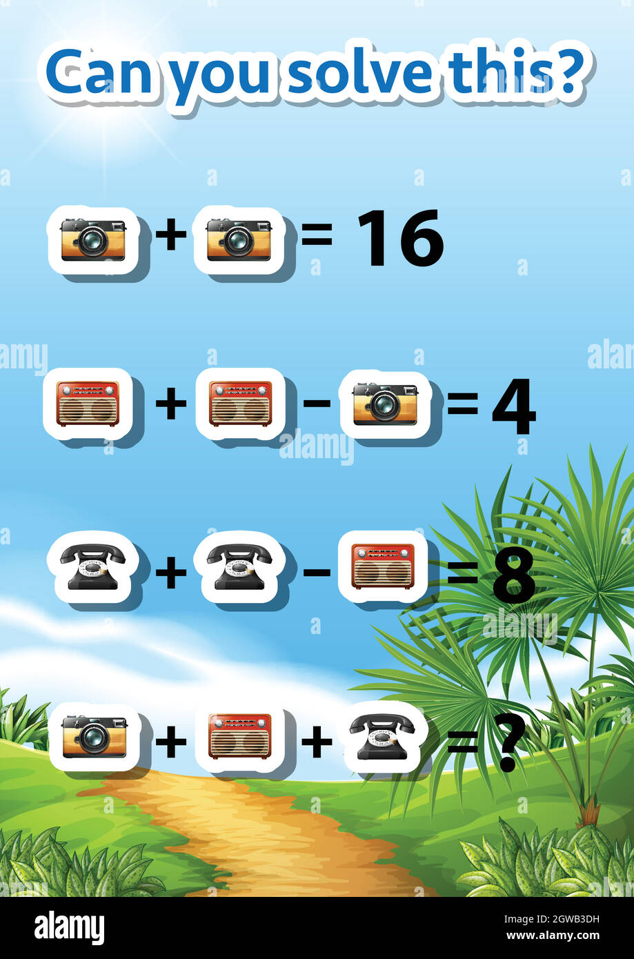 Pouvez-vous résoudre ce problème mathématique Illustration de Vecteur